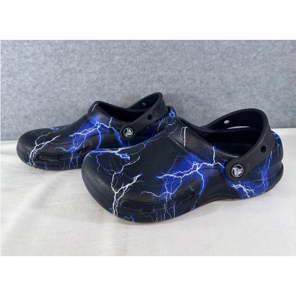 Crocs Womens 6 Men's 4 Bistro Slip Resistant Unisex Clog Black Lightning Comfort - Picture 3 of 8